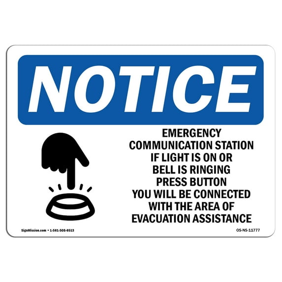 OSHA Notice Sign - Emergency Communication Station Sign With Symbol | Decal | Protect Your Business, Construction Site | Made in the USA