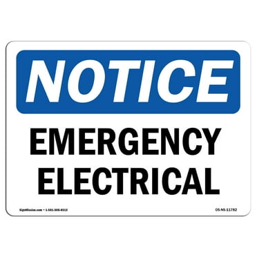 OSHA Notice Sign - Emergency Electrical | Decal | Protect Your Business, Construction Site, Warehouse & Shop Area |  Made in the USA