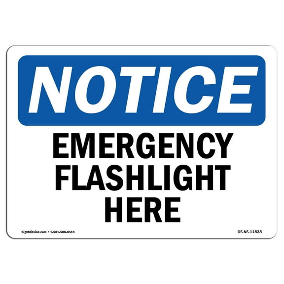 OSHA Notice Sign - Emergency Flashlight Here | Decal | Protect Your Business, Construction Site, Warehouse & Shop Area | Â Made in the USA