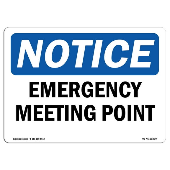 OSHA Notice Sign - Emergency Meeting Point | Plastic Sign | Protect Your Business, Construction Site, Warehouse & Shop Area |  Made in the USA