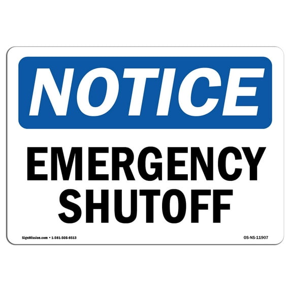 OSHA Notice Sign - Emergency Shutoff | Decal | Protect Your Business, Construction Site, Warehouse & Shop Area | Made in the USA