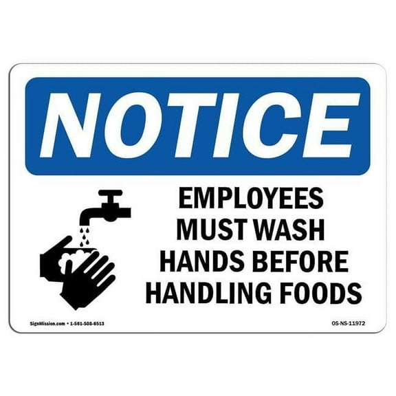 OSHA Notice Sign - Employees Must Wash Hands Before with Symbol