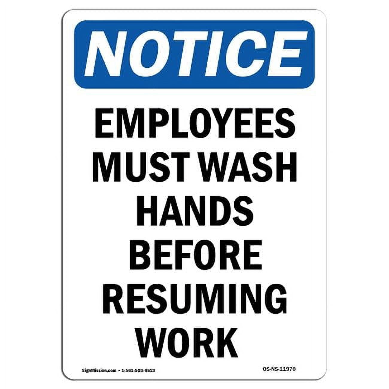 OSHA Notice Sign - Employees Must Wash Hands Before - Walmart.com