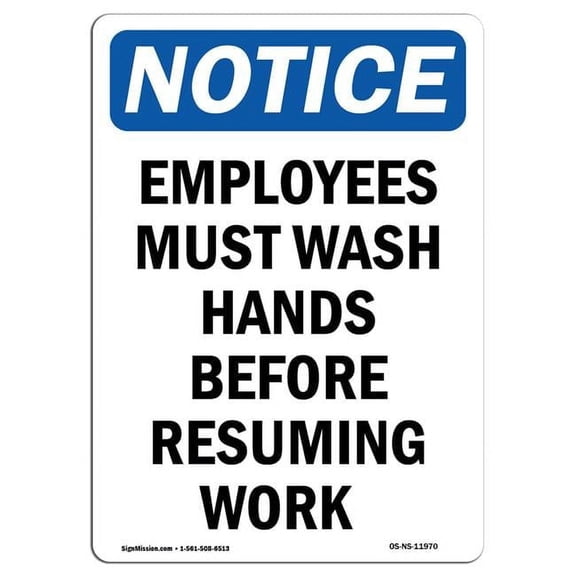 OSHA Notice Sign - Employees Must Wash Hands Before