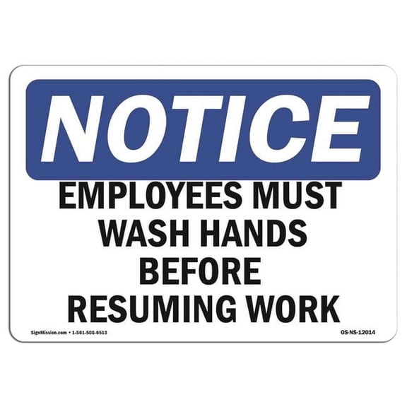 OSHA Notice Sign - Employees Wash Hands Before Work