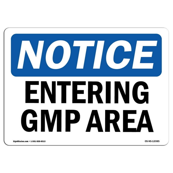 OSHA Notice Sign - Entering Gmp Area | Decal | Protect Your Business, Construction Site, Warehouse & Shop Area | Made in the USA