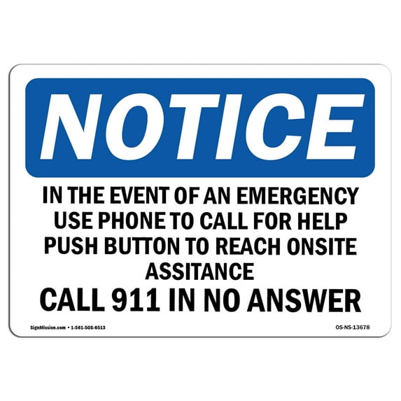 OSHA Notice Sign - In The Event Of An Emergency Use Phone To | Plastic Sign | Protect Your Business, Work Site, Warehouse & Shop Area | Made in the USA