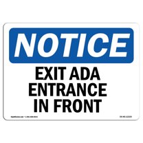 OSHA Notice Sign - Exit Only Ada Entrance In Front | Plastic Sign | Protect Your Business, Construction Site, Warehouse & Shop Area |  Made in the USA