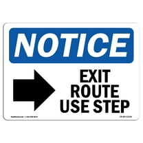 OSHA Notice Sign - Exit Route Use Step | Plastic Sign | Protect Your Business, Construction Site, Warehouse & Shop Area |  Made in the USA