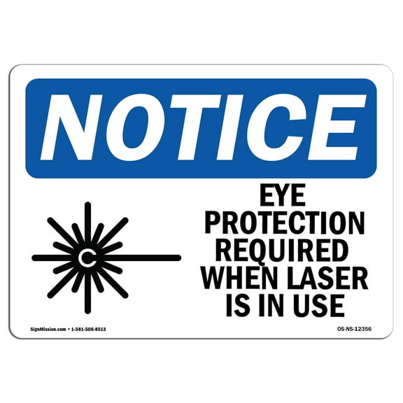 OSHA Notice Sign - Eye Protection Required When Sign With Symbol | Decal | Protect Your Business, Construction Site |  Made in the USA