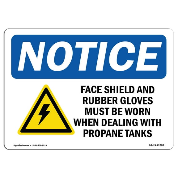 OSHA Notice Sign - Face Shield And Rubber Gloves Sign With Symbol | Decal | Protect Your Business, Construction Site |  Made in the USA