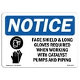 thumbnail image 1 of OSHA Notice Sign - Face Shield & Long Gloves Required Sign With Symbol | Decal | Protect Your Business, Work Site |  Made in the USA, 1 of 4