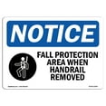 thumbnail image 1 of OSHA Notice Sign - Fall Protection Area When Handrail Sign With Symbol | Decal | Protect Your Business, Work Site |  Made in the USA, 1 of 4