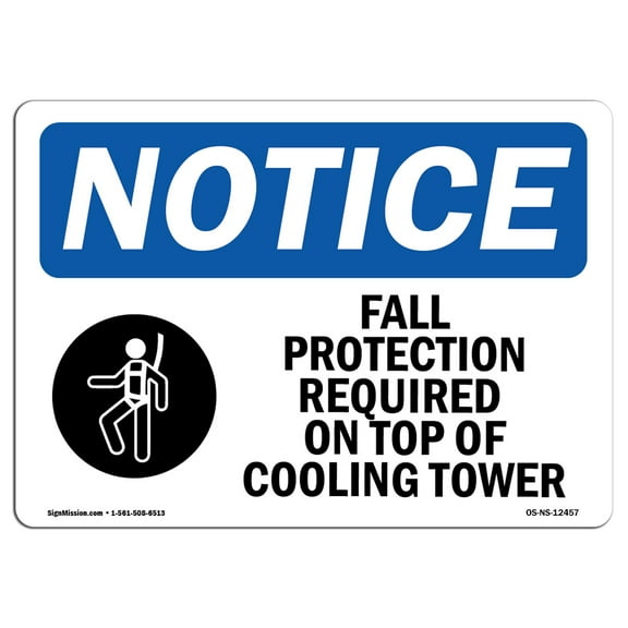OSHA Notice Sign - Fall Protection Required On Sign With Symbol | Decal | Protect Your Business, Construction Site |  Made in the USA