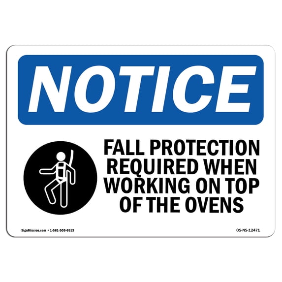 OSHA Notice Sign - Fall Protection Required When | Plastic Sign | Protect Your Business, Construction Site, Warehouse & Shop Area | Made in the USA