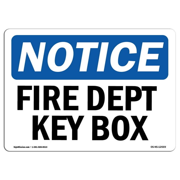 OSHA Notice Sign - Fire Dept Key Box | Decal | Protect Your Business, Construction Site, Warehouse & Shop Area | Made in the USA