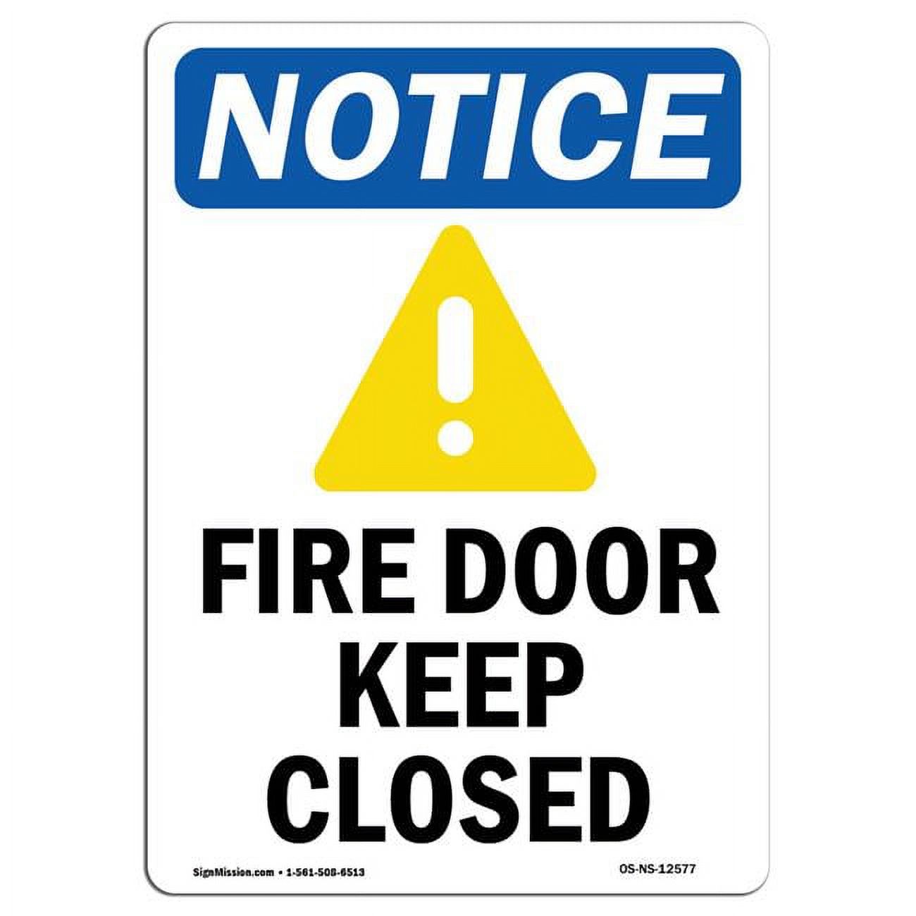 OSHA Notice Sign - Fire Door Keep Closed Sign with Symbol - Walmart.com