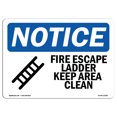 thumbnail image 1 of OSHA Notice Sign - Fire Escape Ladder Keep Area Clear | Plastic Sign | Protect Your Business, Construction Site, Warehouse & Shop Area |  Made in the USA, 1 of 5