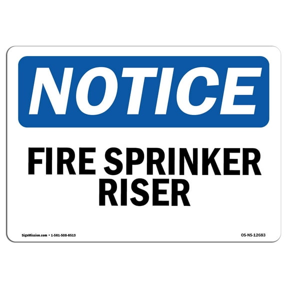 OSHA Notice Sign - Fire Sprinkler Riser | Decal | Protect Your Business, Construction Site, Warehouse & Shop Area |  Made in the USA