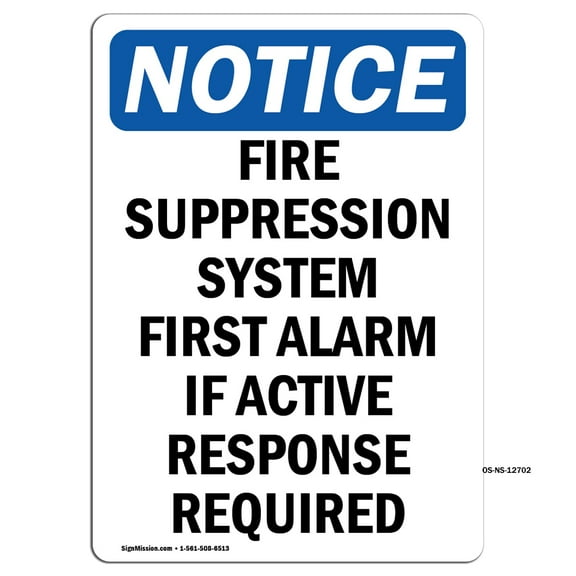 OSHA Notice Sign - Fire Suppression System First | Decal | Protect Your Business, Construction Site, Warehouse | Made in the USA