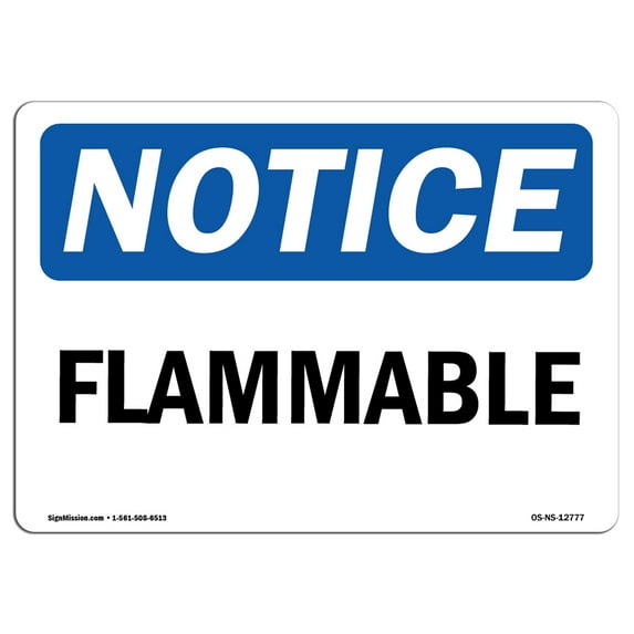 OSHA Notice Sign - Flammable | Plastic Sign | Protect Your Business, Construction Site, Warehouse & Shop Area | Made in the USA