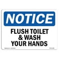thumbnail image 1 of OSHA Notice Sign - Flush Toilet And Wash Your Hands | Plastic Sign | Protect Your Business, Construction Site, Warehouse & Shop Area |  Made in the USA, 1 of 5