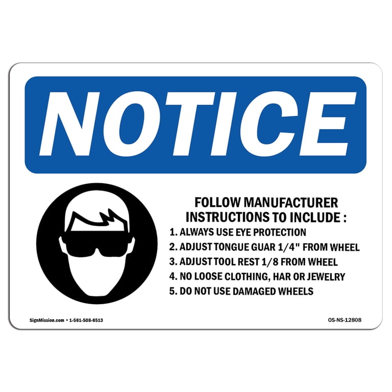 OSHA Notice Sign - Follow Manufacturer Instructions | Plastic Sign