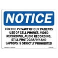 thumbnail image 1 of OSHA Notice Sign - For The Privacy Of Our Patients Use Of Cell | Decal | Protect Your Business, Construction Site |  Made in the USA, 1 of 4