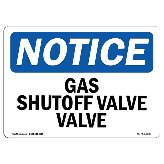 OSHA Notice Sign - Gas Shutoff Valve | Decal | Protect Your Business, Construction Site, Warehouse & Shop Area | Made in the USA