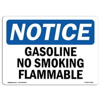 OSHA Notice Sign - Gasoline No Smoking Flammable | Decal | Protect Your Business, Construction Site, Warehouse |  Made in the USA