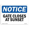 thumbnail image 1 of OSHA Notice Sign - Gate Closes At Sunset | Decal | Protect Your Business, Construction Site, Warehouse & Shop Area |  Made in the USA, 1 of 4