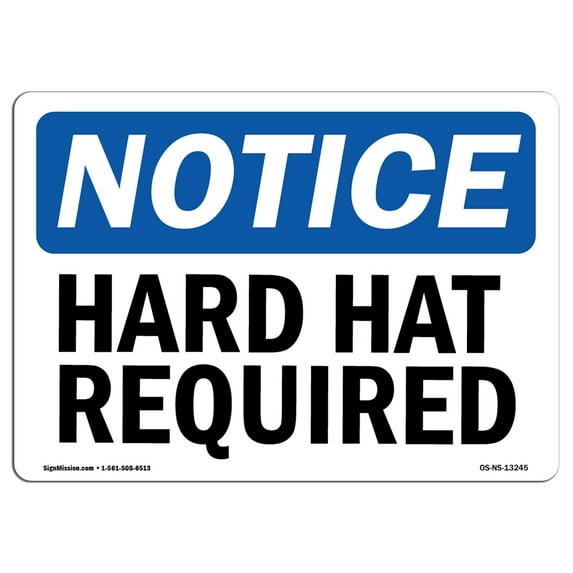 OSHA Notice Sign - Hard Hat Required | Plastic Sign | Protect Your Business, Construction Site, Warehouse & Shop Area | Made in the USA