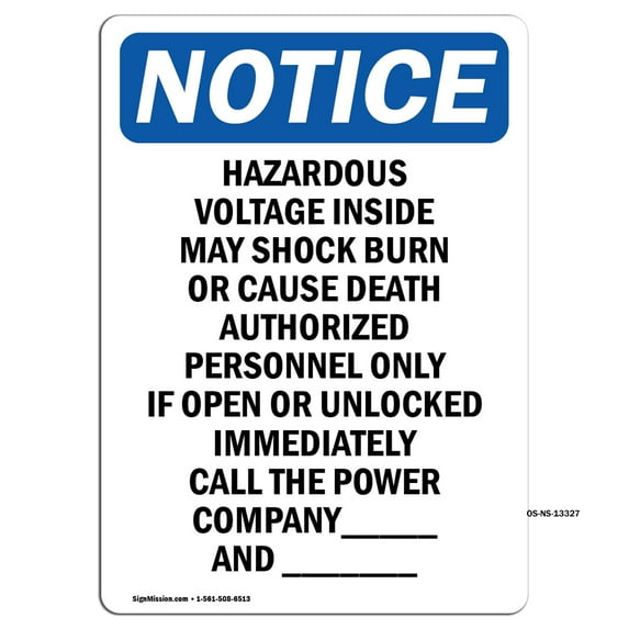 OSHA Notice Sign - Hazardous Voltage Inside May Shock | Plastic Sign | Protect Your Business, Construction Site, Warehouse & Shop Area | Made in the USA