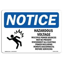 OSHA Notice Sign - Hazardous Voltage Multiple Power Sign With Symbol | Decal | Protect Your Business, Construction Site |  Made in the USA