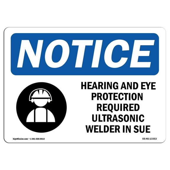 OSHA Notice Sign - Hearing And Eye Protection Required Sign With Symbol | Decal | Protect Your Business, Work Site |  Made in the USA