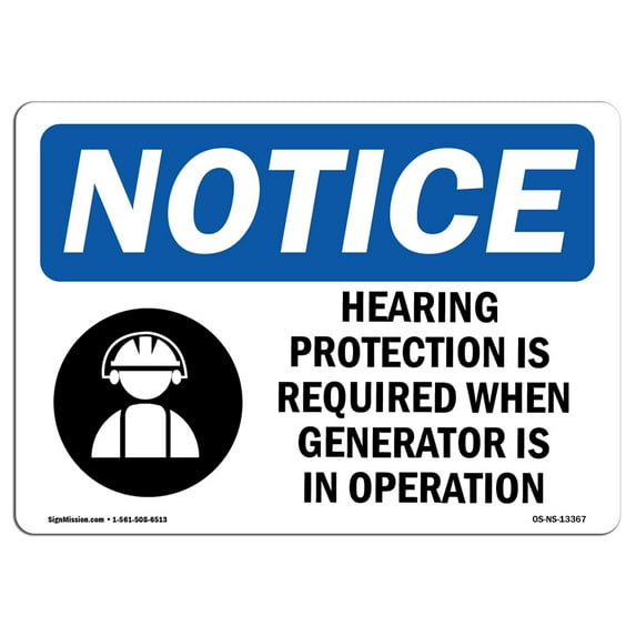 OSHA Notice Sign - Hearing Protection Is Required | Plastic Sign | Protect Your Business, Construction Site, Warehouse & Shop Area | Made in the USA