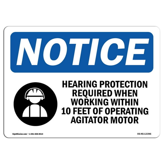 OSHA Notice Sign - Hearing Protection Required Sign With Symbol | Decal | Protect Your Business, Construction Site |  Made in the USA