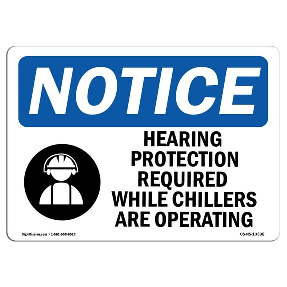 OSHA Notice Sign - Hearing Protection Required Sign With Symbol | Decal | Protect Your Business, Construction Site | Made in the USA