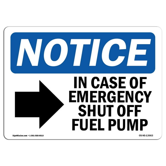 OSHA Notice Sign - In Case Of Emergency Shut Off | Plastic Sign | Protect Your Business, Construction Site, Warehouse & Shop Area |  Made in the USA