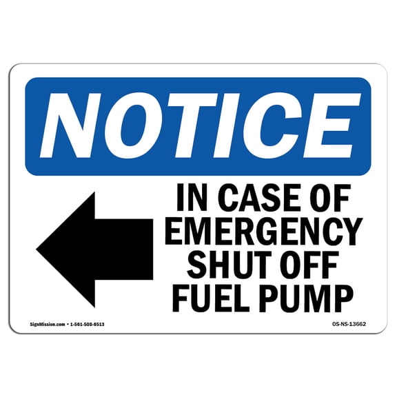 OSHA Notice Sign - In Case Of Emergency Shut Off Sign With Symbol | Decal | Protect Your Business, Construction Site |  Made in the USA