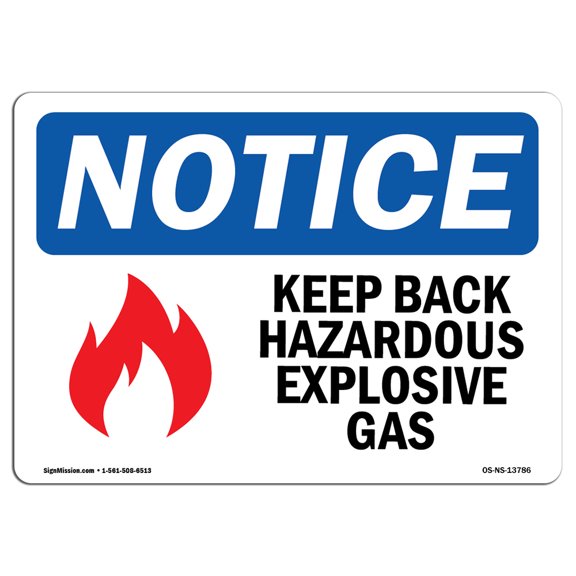 OSHA Notice Sign - Keep Back Hazardous Explosive Gas Sign With Symbol | Decal | Protect Your Business, Work Site |  Made in the USA