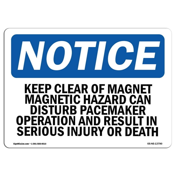 OSHA Notice Sign - Keep Clear Of Magnet Magnetic Hazard Can | Plastic Sign | Protect Your Business, Work Site, Warehouse & Shop Area |  Made in the USA