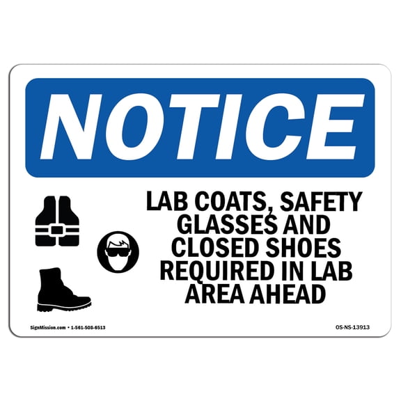 OSHA Notice Sign - Lab Coats Safety Glasses And Sign With Symbol | Decal | Protect Your Business Construction Site | Made in the USA