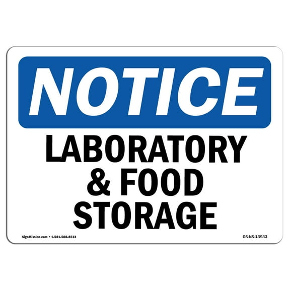 OSHA Notice Sign - Laboratory And Food Storage | Decal | Protect Your Business, Construction Site, Warehouse |  Made in the USA