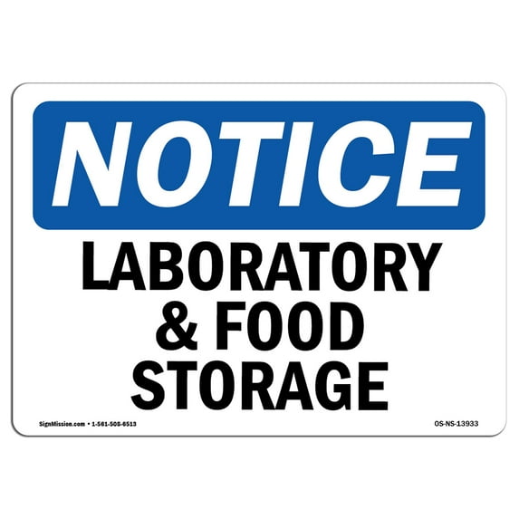 OSHA Notice Sign - Laboratory And Food Storage | Decal | Protect Your Business, Construction Site, Warehouse | Made in the USA