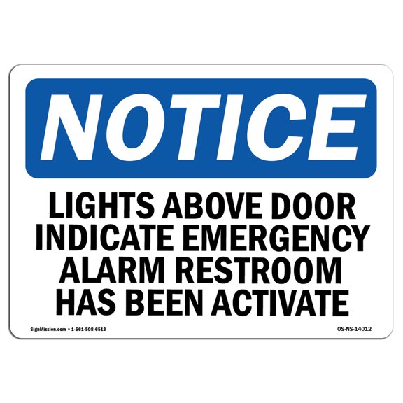 OSHA Notice Sign - Lights Above Door Indicate Emergency Alarm | Plastic Sign | Protect Your Business, Work Site, Warehouse & Shop Area |  Made in the USA