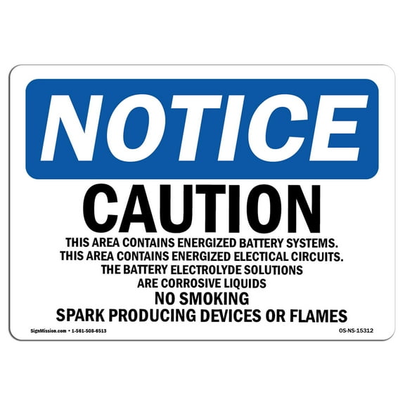 OSHA Notice Sign - NOTICE Caution This Area Contains Energized | Plastic Sign | Protect Your Business, Work Site, Warehouse & Shop Area |  Made in the USA