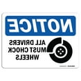 thumbnail image 1 of OSHA Notice Sign - NOTICE All Drivers Must Chock Wheels | Plastic Sign | Protect Your Business, Construction Site, Warehouse & Shop Area |  Made in the USA, 1 of 5