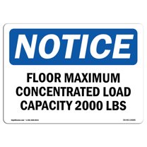 OSHA Notice Sign - NOTICE Floor Maximum Concentrated Load Capacity | Decal | Protect Your Business, Construction Site | Made in the USA