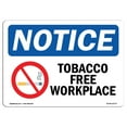 thumbnail image 1 of OSHA Notice Sign - NOTICE Tobacco Free Workplace |  Aluminum Sign | Protect Your Business, Construction Site, Warehouse & Shop Area |  Made in the USA, 1 of 6